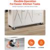 VEVOR Kitchen Island Cart, 45.3×39 inch Rolling Kitchen Table, Mobile Carts with Storage Cabinet and Solid Wood Top, Portable Islands with Wheels, Spice Rack, Towel Rack, Drop Leaf and Drawer, White(45.3″ W Drop Leaf White)