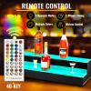 VEVOR LED Lighted Liquor Bottle Display, 3 Tiers 40 Inches, Supports USB, Illuminated Home Bar Shelf with RF Remote & App Control 7 Static Colors 1-4 H Timing, Acrylic Lighted Shelf for 30 Bottles(2-Step 40 inch)