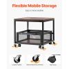 VEVOR Mini Fridge Stand with Storage, 176 lb-Capacity Mini Fridge Table with 2 Drawers & 4 Swivel Wheels, Mobile Mini Fridge Shelf, Black Mini Fridge Organizer for Dorm, Apartment, Office, Bedroom(Dark Brown)