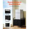 VEVOR Mini Fridge Stand with Storage, 176 lb-Capacity Mini Fridge Table with 2 Drawers & 4 Swivel Wheels, Mobile Mini Fridge Shelf, Black Mini Fridge Organizer for Dorm, Apartment, Office, Bedroom(Black)