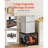 VEVOR Mini Fridge Stand with Storage, 176 lb-Capacity Mini Fridge Table with 2 Drawers & 4 Swivel Wheels, Mobile Mini Fridge Shelf, Black Mini Fridge Organizer for Dorm, Apartment, Office, Bedroom(Dark Brown)