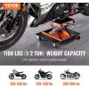 VEVOR Motorcycle Lift, 1100 LBS Motorcycle Lift ATV Scissor Lift Jack with Dolly & Hand Crank, Center Hoist Crank Stand with Wide Deck & Tool Tray for Street Bikes, Cruiser Bikes, Touring Motorcycles(with casters)
