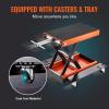 VEVOR Motorcycle Lift, 1100 LBS Motorcycle Lift ATV Scissor Lift Jack with Dolly & Hand Crank, Center Hoist Crank Stand with Wide Deck & Tool Tray for Street Bikes, Cruiser Bikes, Touring Motorcycles(with casters)