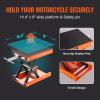 VEVOR Motorcycle Lift, 1100 LBS Motorcycle Lift ATV Scissor Lift Jack with Dolly & Hand Crank, Center Hoist Crank Stand with Wide Deck & Tool Tray for Street Bikes, Cruiser Bikes, Touring Motorcycles(without casters)