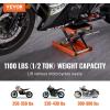 VEVOR Motorcycle Lift, 1100 LBS Motorcycle Lift ATV Scissor Lift Jack with Dolly & Hand Crank, Center Hoist Crank Stand with Wide Deck & Tool Tray for Street Bikes, Cruiser Bikes, Touring Motorcycles(without casters)