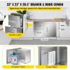 VEVOR Outdoor Kitchen Door Drawer Combo, 32.5″ W x 21.6″ H x 20.5″D, Access Door/Double Drawers with Paper Towel Rack, Stainless Steel Handles for BBQ Islands