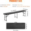 VEVOR Plastic Folding Bench, 6ft Portable Folding Bench, Smooth High Density Polyethylene Waterproof Outdoor Bench, Picnic Camping Table with Handle for Garden Soccer Playtime, White (1 Pack)(Black)