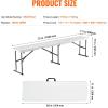 VEVOR Plastic Folding Bench, 6ft Portable Folding Bench, Smooth High Density Polyethylene Waterproof Outdoor Bench, Picnic Camping Table with Handle for Garden Soccer Playtime, White (1 Pack)(White)