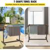 VEVOR Pool Towel Rack, 5 Bar, Brown, Freestanding Outdoor PVC T-Shape Poolside Storage Organizer, Include 8 Towel Clips, Mesh Bag, Hook, Also Stores Floats and Paddles, for Beach, Swimming Pool, Home(Brown)