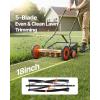 VEVOR Push Reel Lawn Mower 16 inch, 5 Blades Manual Push Mower No Motor, 0.6-1.75 in Adjustable Cutting Height, Walk-Behind Lawn Mowers with Grass Catcher Bag for Green Lawns, Driveways, Courtyards(18 inch)