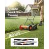 VEVOR Push Reel Lawn Mower 16 inch, 5 Blades Manual Push Mower No Motor, 0.6-1.75 in Adjustable Cutting Height, Walk-Behind Lawn Mowers with Grass Catcher Bag for Green Lawns, Driveways, Courtyards(16 inch)