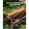 VEVOR Push Reel Lawn Mower 16 inch, 5 Blades Manual Push Mower No Motor, 0.6-1.75 in Adjustable Cutting Height, Walk-Behind Lawn Mowers with Grass Catcher Bag for Green Lawns, Driveways, Courtyards(14 inch)