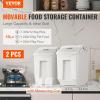VEVOR Rice Storage Container, 4.5Gallon/20L x2 Capacity Large Dog Food Dispenser Bin, Kitchen Ingredient Grain Cereal Flour Bin, Pet food Containers with Wheels, 2 Measuring Cups, Airtight Lid, 2 Pack(3.5 Gallon*2)