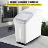 VEVOR Rice Storage Container, 4.5Gallon/20L x2 Capacity Large Dog Food Dispenser Bin, Kitchen Ingredient Grain Cereal Flour Bin, Pet food Containers with Wheels, 2 Measuring Cups, Airtight Lid, 2 Pack(11.4 Gallon)