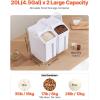 VEVOR Rice Storage Container, 4.5Gallon/20L x2 Capacity Large Dog Food Dispenser Bin, Kitchen Ingredient Grain Cereal Flour Bin, Pet food Containers with Wheels, 2 Measuring Cups, Airtight Lid, 2 Pack(4.5 Gallon*2)