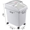 VEVOR Rice Storage Container, 4.5Gallon/20L x2 Capacity Large Dog Food Dispenser Bin, Kitchen Ingredient Grain Cereal Flour Bin, Pet food Containers with Wheels, 2 Measuring Cups, Airtight Lid, 2 Pack(5.2 Gallon*3)
