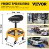 VEVOR Rolling Garage Stool, 300LBS Capacity, Adjustable Height from 18 in to 23 in, 360-degree Swivel Wheels (4″), Large Tool Tray with Two Bottle Holder, for Workshop, Auto Repair Shop, Red(Rolling Garage Stool)