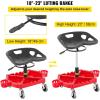 VEVOR Rolling Garage Stool, 300LBS Capacity, Adjustable Height from 18 in to 23 in, 360-degree Swivel Wheels (4″), Large Tool Tray with Two Bottle Holder, for Workshop, Auto Repair Shop, Red(Red)