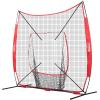 VEVOR Softball Practice Net, Portable Baseball Training Net for Hitting, Batting, Catching, Pitching – Backstop Equipment with Bow Frame, Carry Bag, Strike Zone, Batting Tee(7X7FT Set 2)