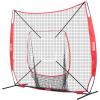 VEVOR Softball Practice Net, Portable Baseball Training Net for Hitting, Batting, Catching, Pitching – Backstop Equipment with Bow Frame, Carry Bag, Strike Zone, Batting Tee(7X7FT Set 3)