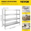 VEVOR Storage Shelf, 5-Tier Storage Shelving Unit, Stainless Steel Garage Shelf, Heavy Duty Storage Shelving, 1650 Lbs Total Capacity with Adjustable Height(4Tier 60×18.5×60″)