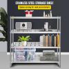VEVOR Storage Shelf, 5-Tier Storage Shelving Unit, Stainless Steel Garage Shelf, Heavy Duty Storage Shelving, 1650 Lbs Total Capacity with Adjustable Height(4Tier 59x18x61″)