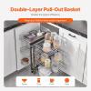VEVOR Swing Left Blind Corner Cabinet, Pull Out Organizer for 36 inch Width Blind Cabinet, 2 Tier Height Adjustable Swing Tray, Soft Close Kitchen Cloud Blind Organizer, Left Open(3 Tier)