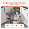 VEVOR Swing Left Blind Corner Cabinet, Pull Out Organizer for 36 inch Width Blind Cabinet, 2 Tier Height Adjustable Swing Tray, Soft Close Kitchen Cloud Blind Organizer, Left Open(2 Tier – Left & Right Open Compatible)