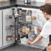 VEVOR Swing Left Blind Corner Cabinet, Pull Out Organizer for 36 inch Width Blind Cabinet, 2 Tier Height Adjustable Swing Tray, Soft Close Kitchen Cloud Blind Organizer, Left Open(3 Tier)