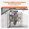 VEVOR Swing Left Blind Corner Cabinet, Pull Out Organizer for 36 inch Width Blind Cabinet, 2 Tier Height Adjustable Swing Tray, Soft Close Kitchen Cloud Blind Organizer, Left Open(3 Tier)
