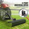 VEVOR Tow Behind Dethatcher, 60-inch Tow Dethatcher with 32 Steel Tines, 3-Point Lawn Dethatcher Rake with Attachments for Tractor, Landscape Rake for Garden, Farm, Grass(72″Dethatcher with 3-point Attachments)
