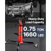 VEVOR Transmission Jack,0.75 Ton/1660 lbs Capacity Hydraulic Telescopic Transmission Jack, 2-Stage Floor Jack Stand with Foot Pedal, 360° Swivel Wheel, Garage/Shop Lift Hoist, Red(1660LBS)