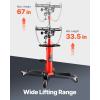 VEVOR Transmission Jack,0.75 Ton/1660 lbs Capacity Hydraulic Telescopic Transmission Jack, 2-Stage Floor Jack Stand with Foot Pedal, 360° Swivel Wheel, Garage/Shop Lift Hoist, Red(1660LBS)