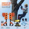 VEVOR Tree Climbing Spikes Set, 1 Pair Height-Adjustable Climbing Spurs with Security Harness and Utility Rope, 350lbs Load Capacity Tree Climbing Gear, Arborist Equipment for Climbers, Fruit Picking(Orange)