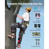VEVOR Tree Climbing Spikes Set, 1 Pair Height-Adjustable Climbing Spurs with Security Harness and Utility Rope, 350lbs Load Capacity Tree Climbing Gear, Arborist Equipment for Climbers, Fruit Picking(Red)