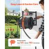 VEVOR Wall Mounted Garden Hose Reel, Holds 125 ft 5/8-inch Hose, Heavy-Duty Water Hose Winder, Space-Saving Design, Outdoor Manual Reel with Brass Fitting and Storage Basket for Yard Lawn(Black)