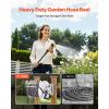 VEVOR Wall Mounted Garden Hose Reel, Holds 125 ft 5/8-inch Hose, Heavy-Duty Water Hose Winder, Space-Saving Design, Outdoor Manual Reel with Brass Fitting and Storage Basket for Yard Lawn(Silver Stainless Steel Material)