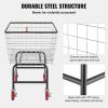 VEVOR Wire Laundry Cart, 2.8Bushel Wire Laundry Basket with Wheels, 26.7”x21.7”x26.4” Commercial Basket Cart, Steel Frame with Chrome Finish, 4″ Casters(3.8 Bushel–32.5”x21.3”x29.9”)