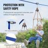 VEVOR Zip line Kits for Backyard，160ft Zip line Kit for Kids and Adult Up to 330 lb, Included Swing Seat, Ziplines Brake, and Steel Trolley, Outdoor Playground Equipment(Blue-52 ft)