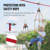 VEVOR Zip line Kits for Backyard，160ft Zip line Kit for Kids and Adult Up to 330 lb, Included Swing Seat, Ziplines Brake, and Steel Trolley, Outdoor Playground Equipment(Red-65 ft)