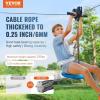 VEVOR Zip line Kits for Backyard，160ft Zip line Kit for Kids and Adult Up to 330 lb, Included Swing Seat, Ziplines Brake, and Steel Trolley, Outdoor Playground Equipment(Blue-80 ft)