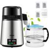 VEVOR 1.1 Gal Water Distiller, 0.3 Gal/H, Distilled Water Maker Machine 750W 0-99H Timing Set Temp Display, 304 Stainless Steel Countertop Distiller Glass Carafe Cleaning Powder 3 Carbon Packs, Silver(Silver)