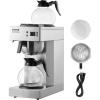 VEVOR 12 Cups Commercial Drip Coffee Maker, Coffee Maker Machine with 3 Glass Carafes and 3 Warmer Plates, Stainless Steel Pour Over Coffee Brewer for Restaurant, Office, Cafe(2 Warmer Plates  Auto Water Intake: No)