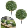 VEVOR 2 Pcs 20” Artificial Plant Topiary Ball, Faux Boxwood Balls with 2 LED Light String, All-Year Green Faux Plant Decorative Balls for Backyard, Balcony,Garden, Wedding and Home Décor(22 Inch-ground Spike)