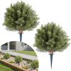VEVOR 2 Pcs 20” Artificial Plant Topiary Ball, Faux Boxwood Balls with 2 LED Light String, All-Year Green Faux Plant Decorative Balls for Backyard, Balcony,Garden, Wedding and Home Décor(16 Inch-ground Spike)