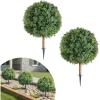 VEVOR 2 Pcs 20” Artificial Plant Topiary Ball, Faux Boxwood Balls with 2 LED Light String, All-Year Green Faux Plant Decorative Balls for Backyard, Balcony,Garden, Wedding and Home Décor(27 Inch-ground Spike)