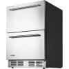 VEVOR 24 Inch Under Counter Drawer Refrigerator, Stainless Steel Dual Drawer Fridge with Temperature Control, Outdoor Refrigerator with Powerful Compressor & LED Display, Fit for Home, Office, etc.