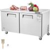 VEVOR 28″ W Commercial Refrigerator, Undercounter Worktop Refrigerator, 7.4 Cu. Ft Thick Stainless Steel Refrigerated Food Prep Station Fan Cooling Single Door Worktop Fridge with lock for Bar(60″W Worktop Refrigerator)