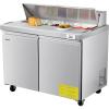 VEVOR 28″ W Commercial Refrigerator, Undercounter Worktop Refrigerator, 7.4 Cu. Ft Thick Stainless Steel Refrigerated Food Prep Station Fan Cooling Single Door Worktop Fridge with lock for Bar(48″W with 12 Pans)