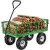 VEVOR 500 Lbs Steel Garden Cart, Heavy Duty Garden Wagon Cart Pullable on Wheels, Metal Yard Utility Wagon Carts with 10″ All Terrain Tires, Mesh Removable Sides and 180°Rotating Handle(Black+green)